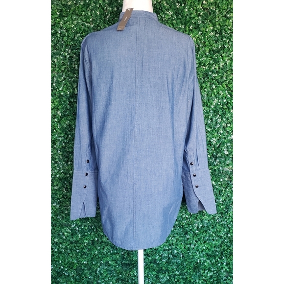 32. J.Crew Classic-fit chambray tuxedo popover shirt - Picture 5 of 8